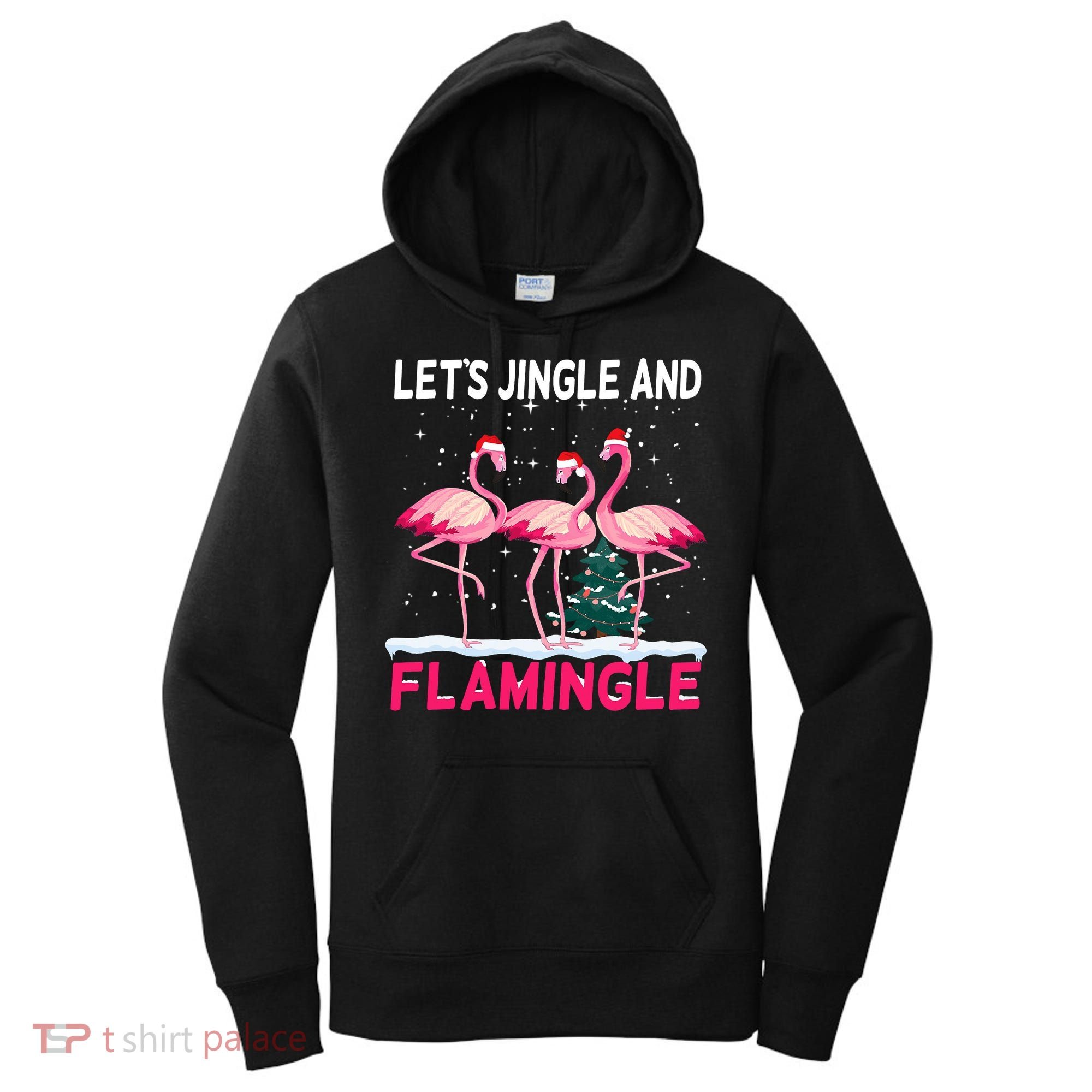 Christmas Flamingo Funny Pink Flamingle Xmas Women's Hoodie