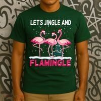 Christmas Flamingo Funny Pink Flamingle Xmas T-Shirt thumb 3
