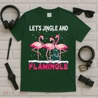 Christmas Flamingo Funny Pink Flamingle Xmas T-Shirt thumb 5