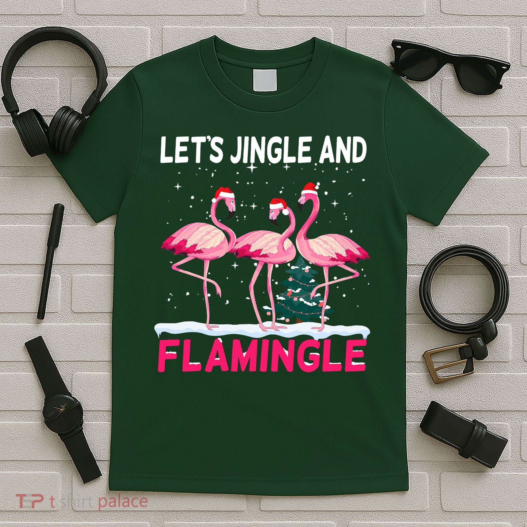 Christmas Flamingo Funny Pink Flamingle Xmas T-Shirt