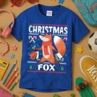 Christmas Fox For Xmas Gift Kids T-Shirt thumb 3