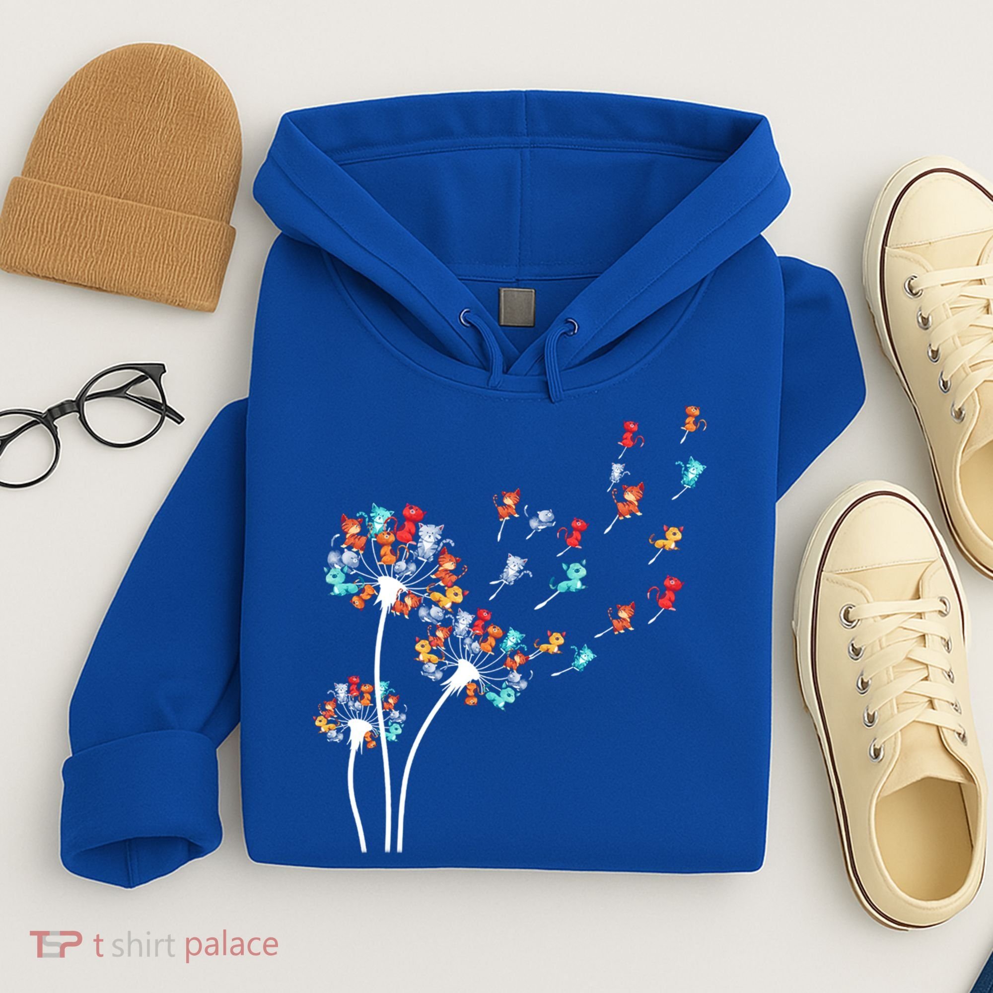 Cats Flower Fly Dandelion Gift Hoodie