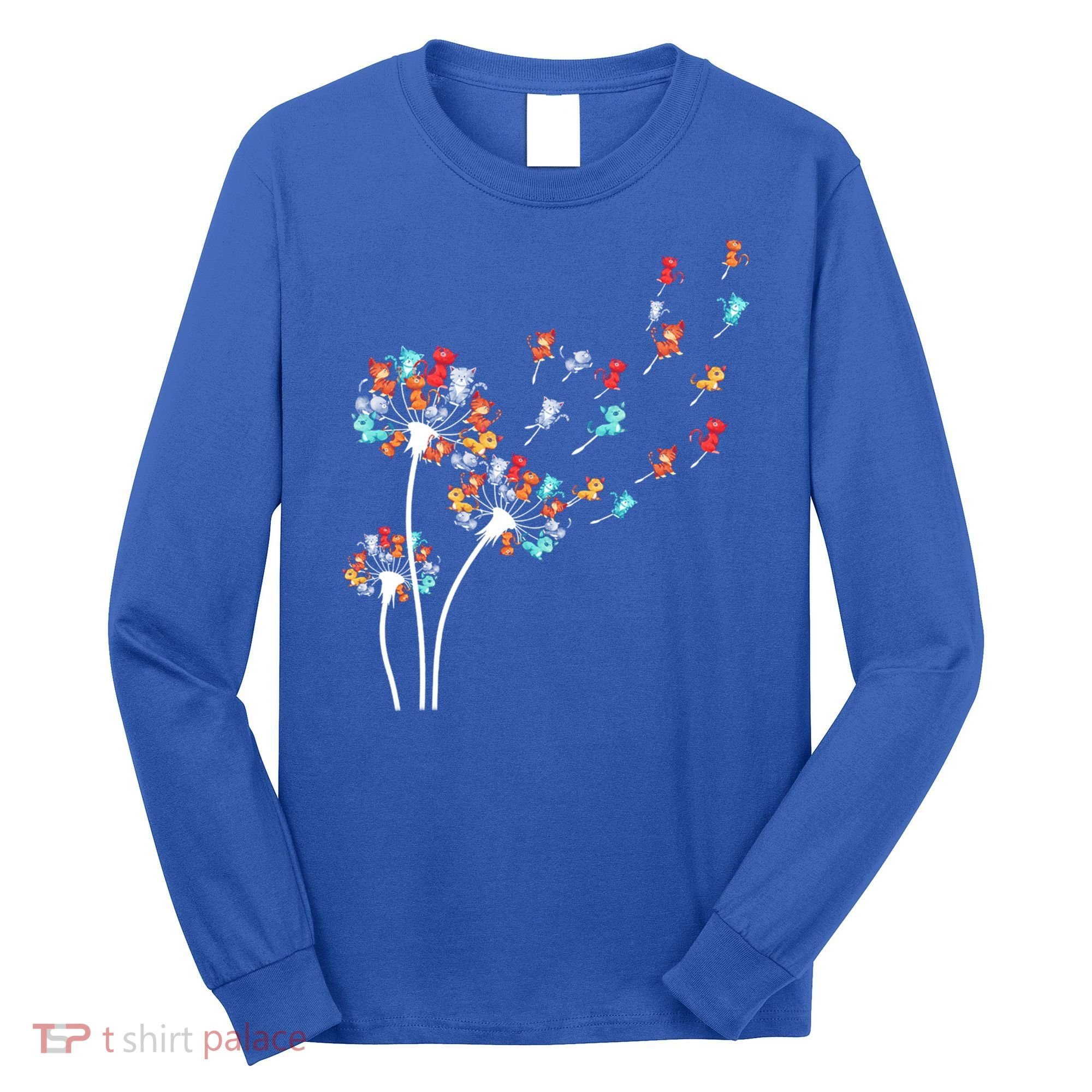 Cats Flower Fly Dandelion Gift Long Sleeve Shirt