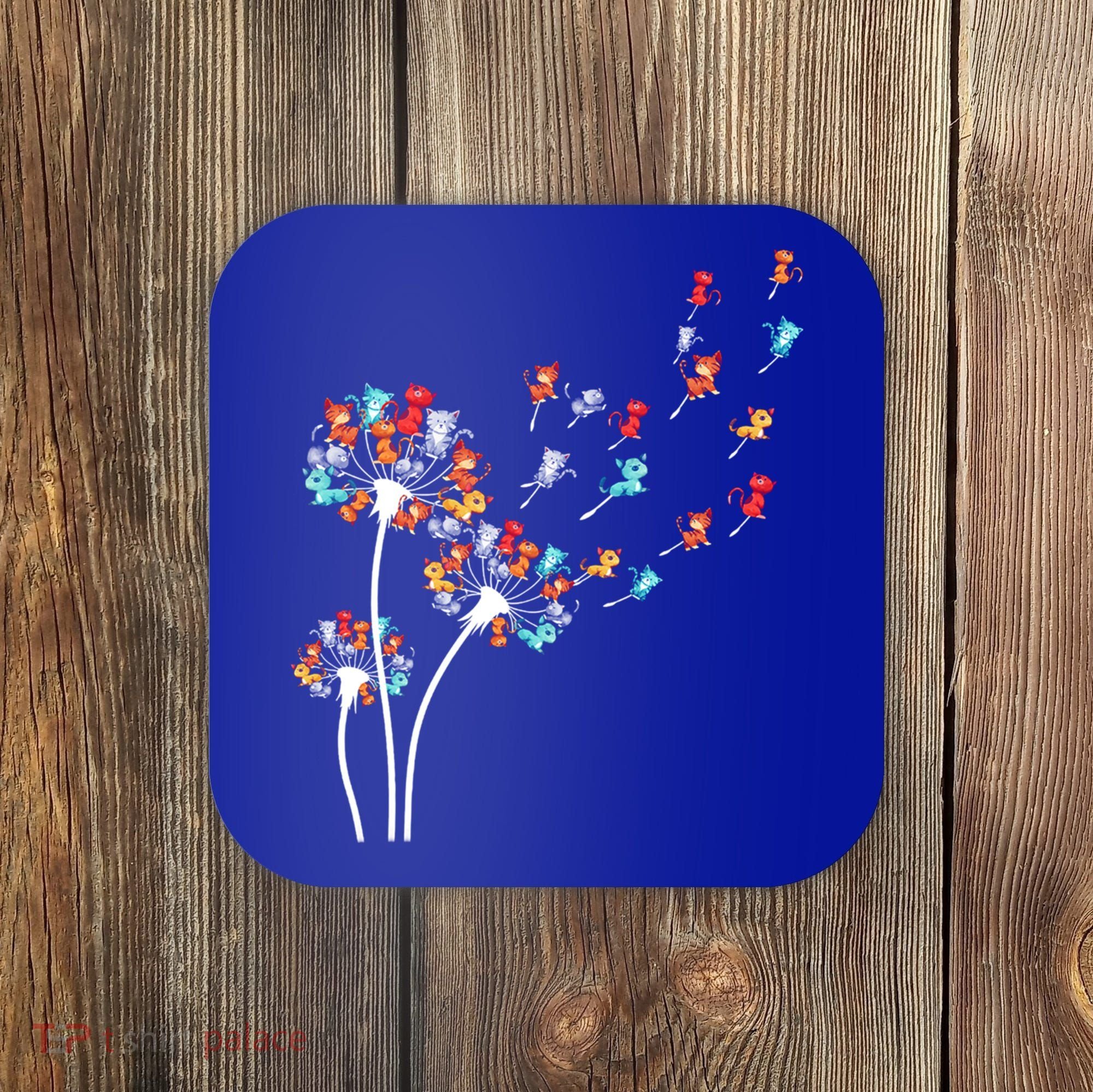 Cats Flower Fly Dandelion Gift Coaster