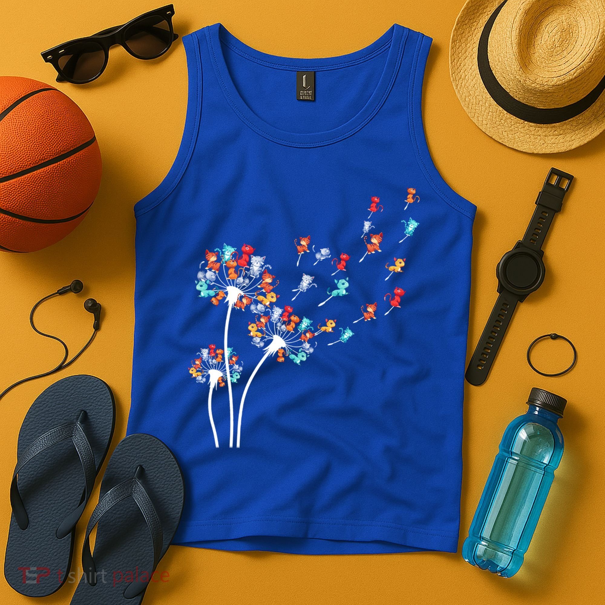 Cats Flower Fly Dandelion Gift Tank Top