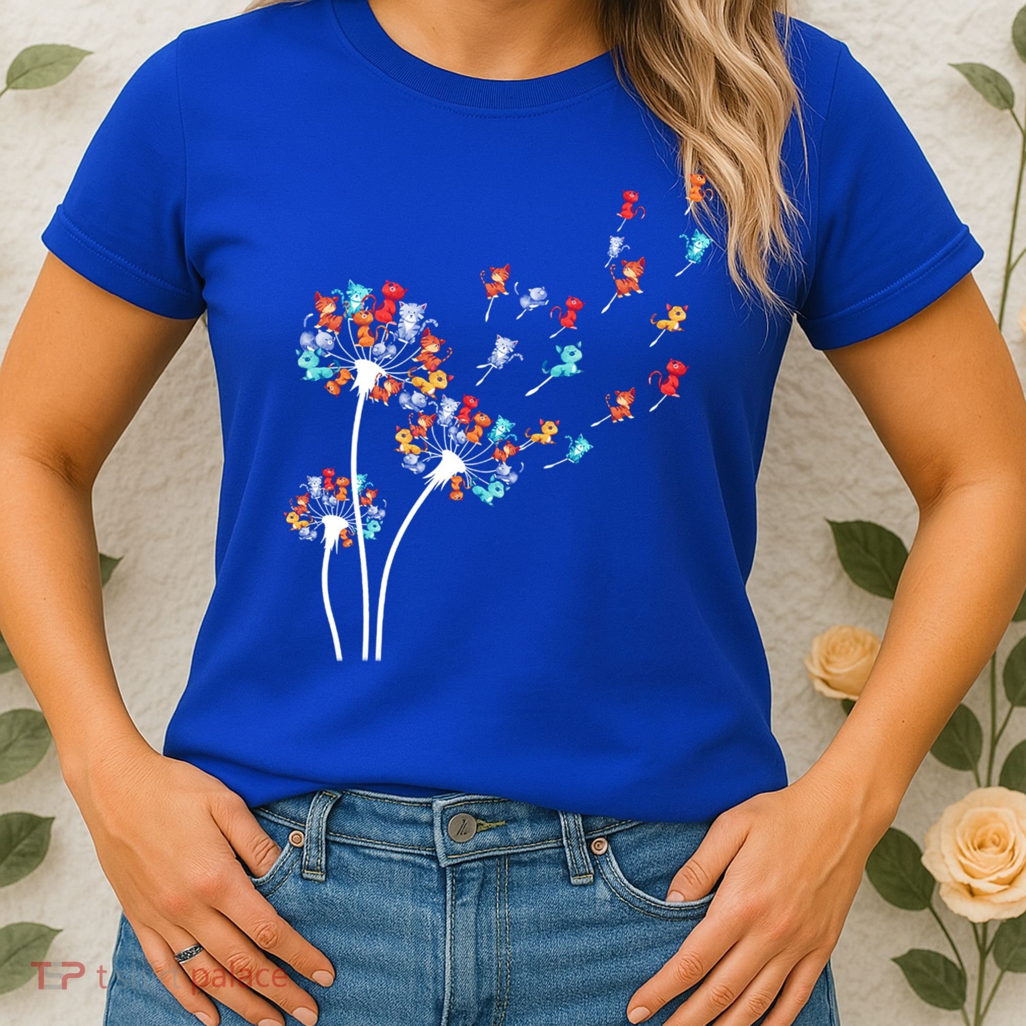Cats Flower Fly Dandelion Gift Women's T-Shirt