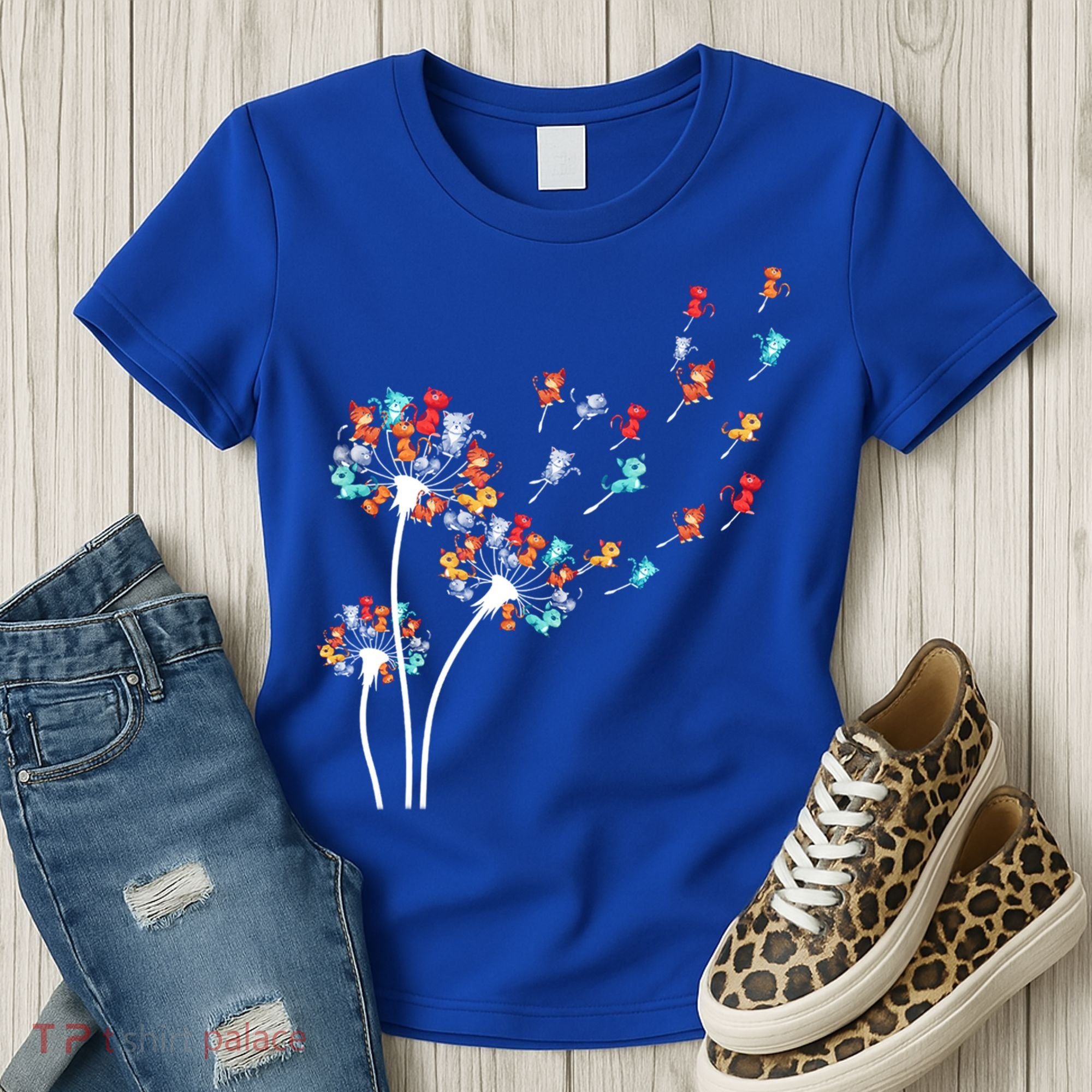 Cats Flower Fly Dandelion Gift Women's T-Shirt