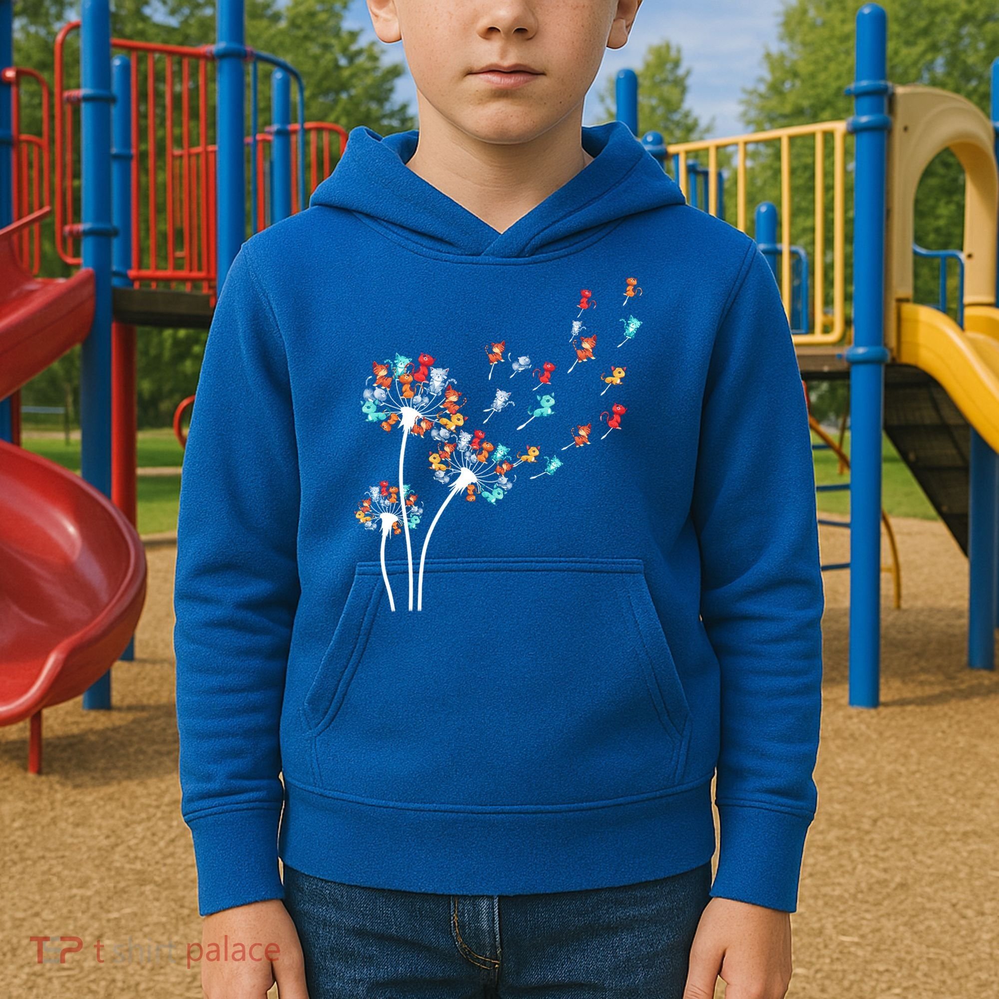 Cats Flower Fly Dandelion Gift Kids Hoodie