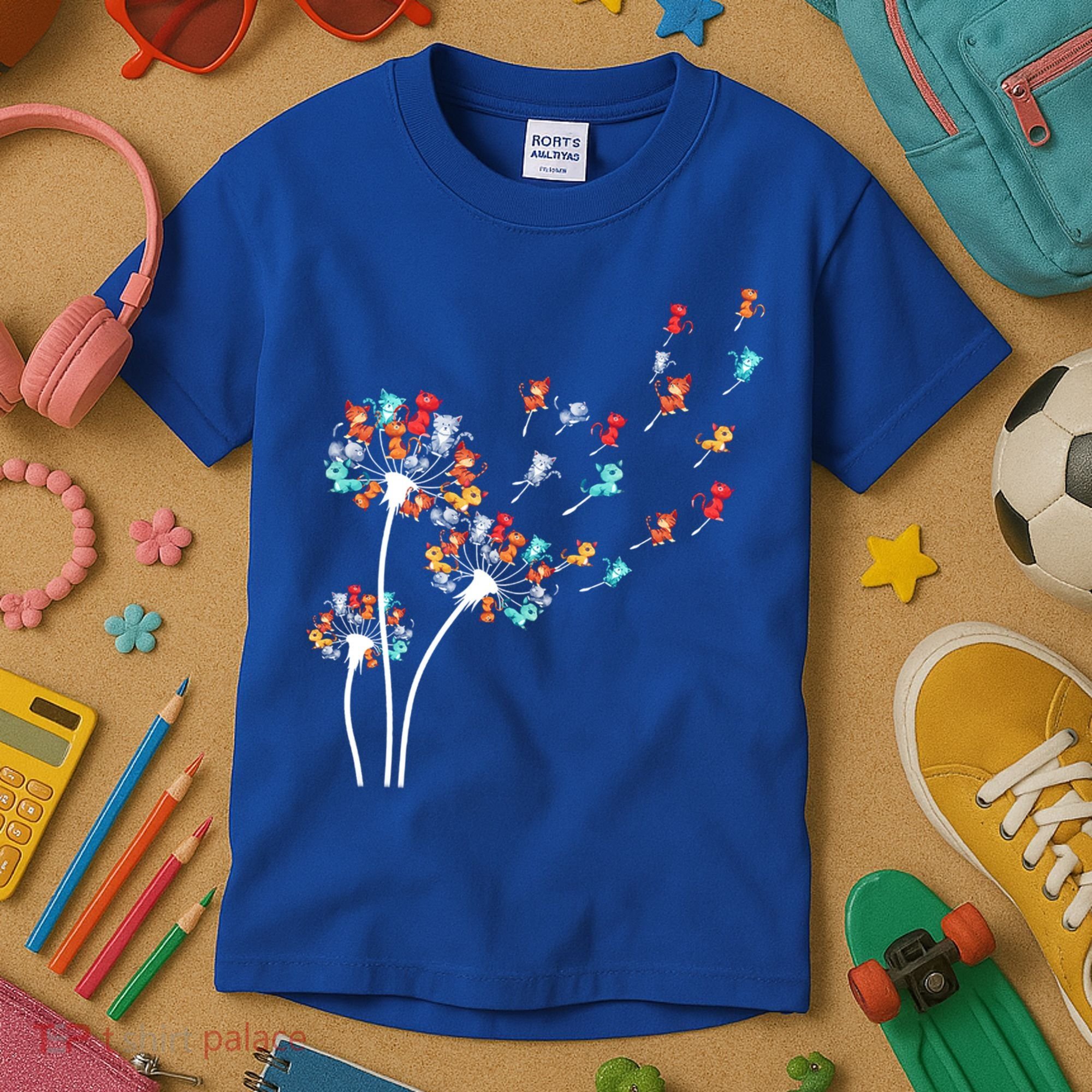 Cats Flower Fly Dandelion Gift Kids T-Shirt