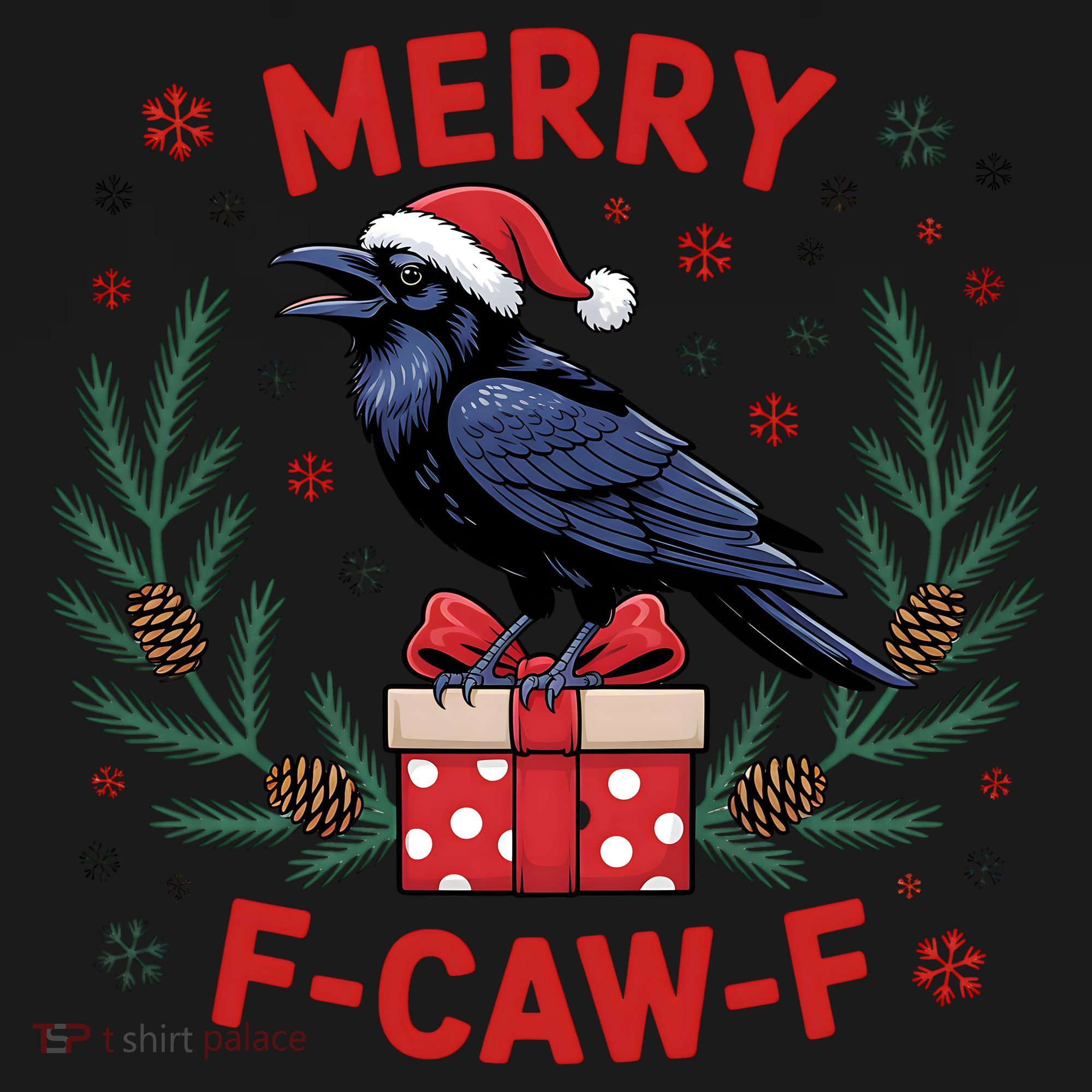 Christmas F-Caw-F Funny Raven XMas Coaster