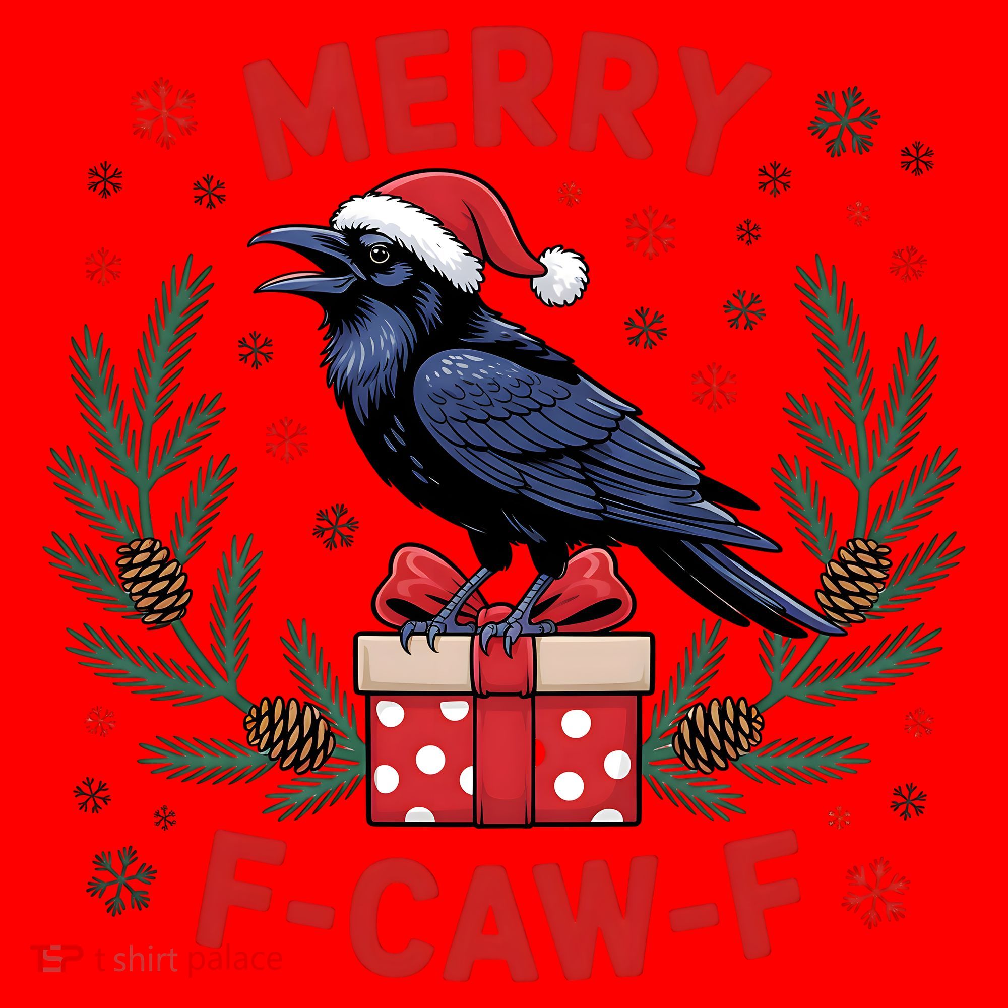 Christmas F-Caw-F Funny Raven XMas Santa Hat