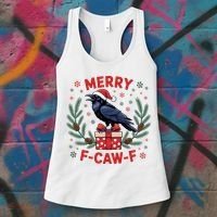 Christmas F-Caw-F Funny Raven XMas Women's Tank Top thumb 3