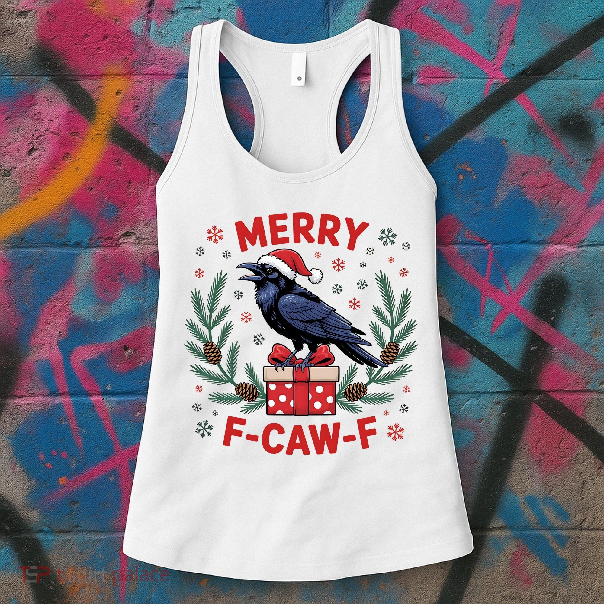 Christmas F-Caw-F Funny Raven XMas Women's Tank Top