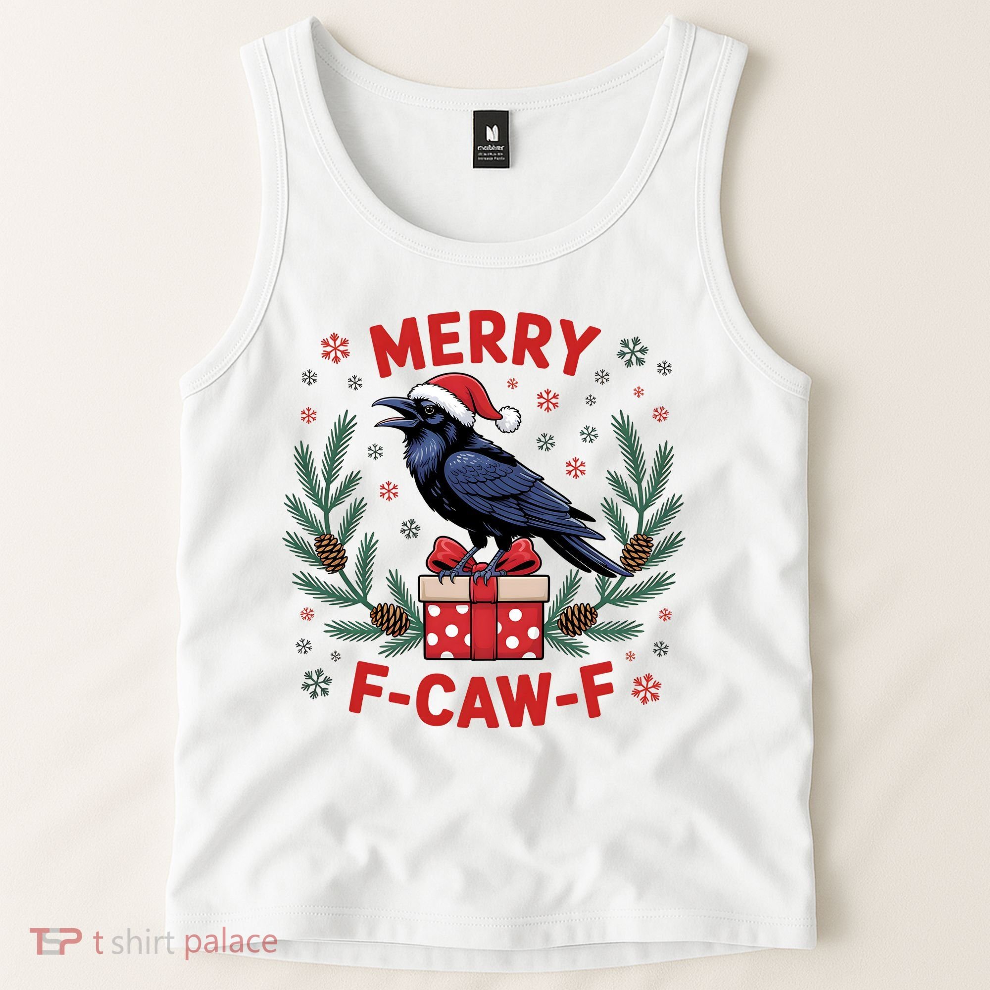 Christmas F-Caw-F Funny Raven XMas Tank Top