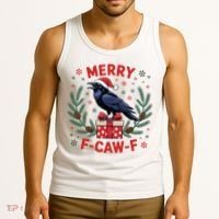 Christmas F-Caw-F Funny Raven XMas Tank Top thumb 3