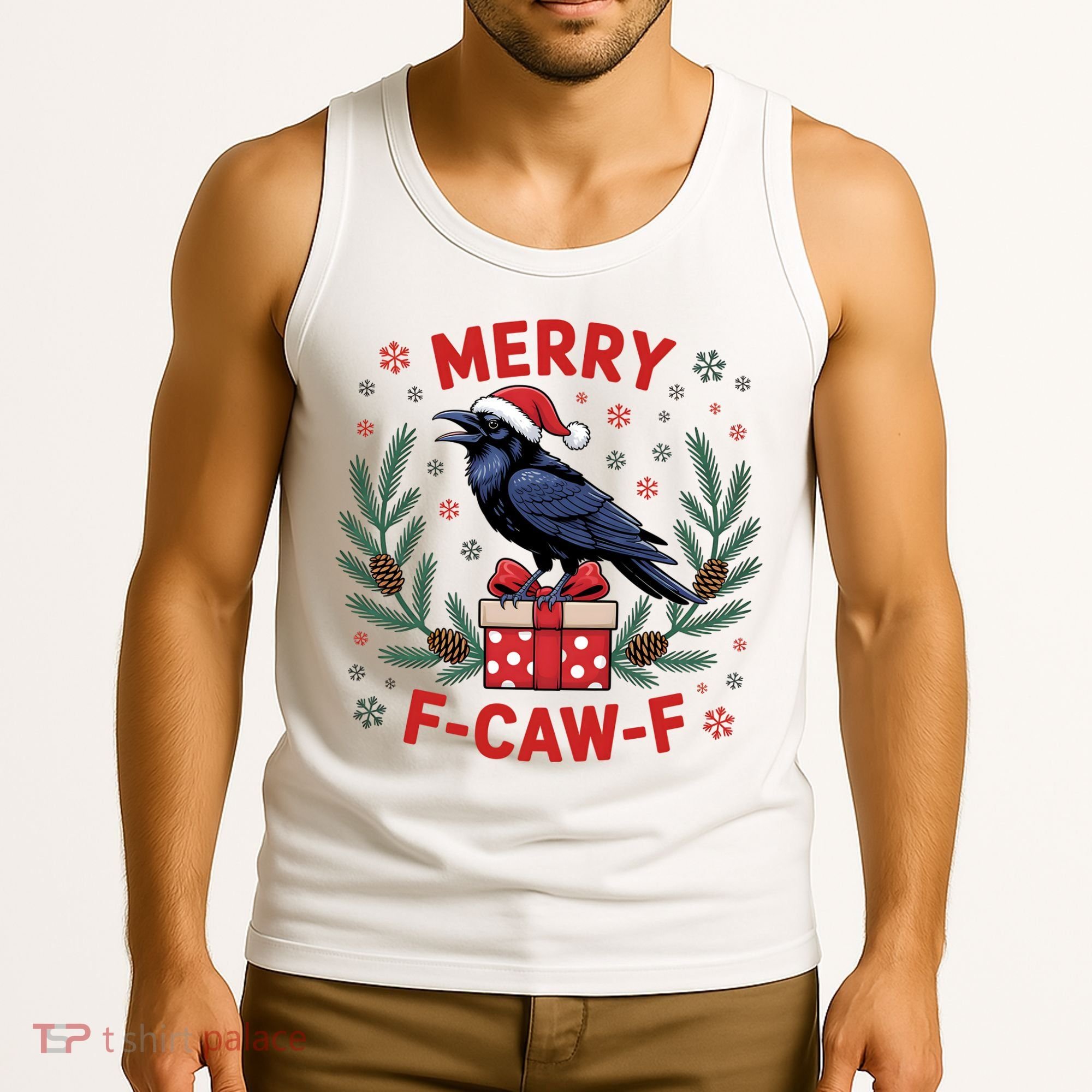 Christmas F-Caw-F Funny Raven XMas Tank Top
