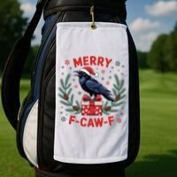 Christmas F-Caw-F Funny Raven XMas Golf Towel thumb 2