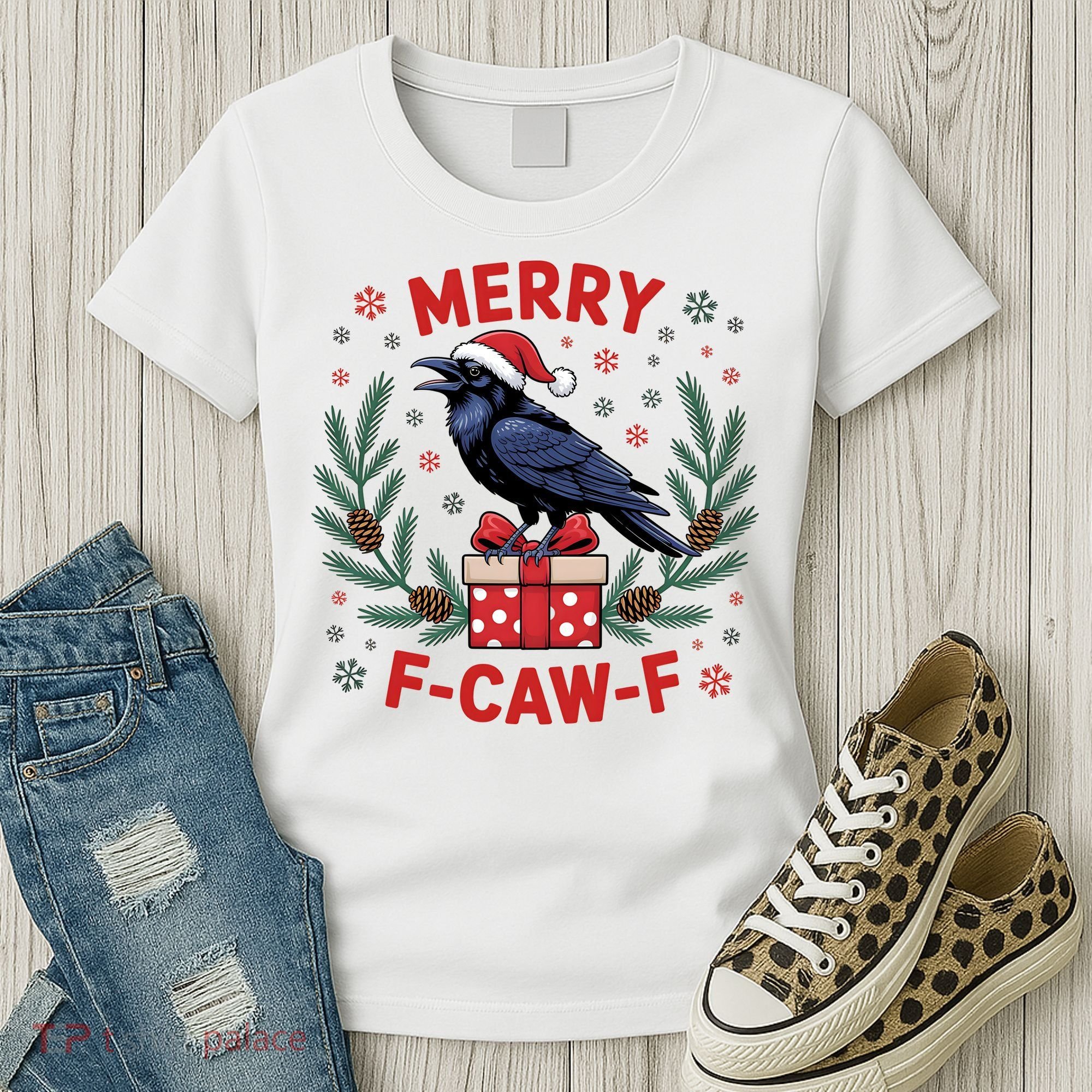 Christmas F-Caw-F Funny Raven XMas Women's T-Shirt