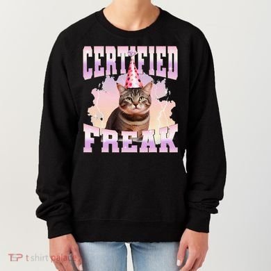 Certified Freak Funny Cat Joke Meme Cement Cursed Cat Women's Sweatshirt
