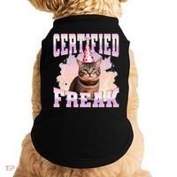 Certified Freak Funny Cat Joke Meme Cement Cursed Cat Doggie Tank thumb 0