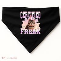 Certified Freak Funny Cat Joke Meme Cement Cursed Cat USA-Made Doggie Bandana thumb 0