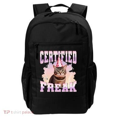 Certified Freak Funny Cat Joke Meme Cement Cursed Cat Backpack
