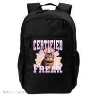 Certified Freak Funny Cat Joke Meme Cement Cursed Cat Backpack thumb 0