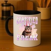 Certified Freak Funny Cat Joke Meme Cement Cursed Cat Coffee Mug thumb 4