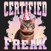 Certified Freak Funny Cat Joke Meme Cement Cursed Cat Beanie thumb 2