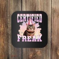 Certified Freak Funny Cat Joke Meme Cement Cursed Cat Coaster thumb 0