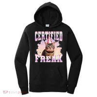 Certified Freak Funny Cat Joke Meme Cement Cursed Cat Women's Hoodie thumb 0