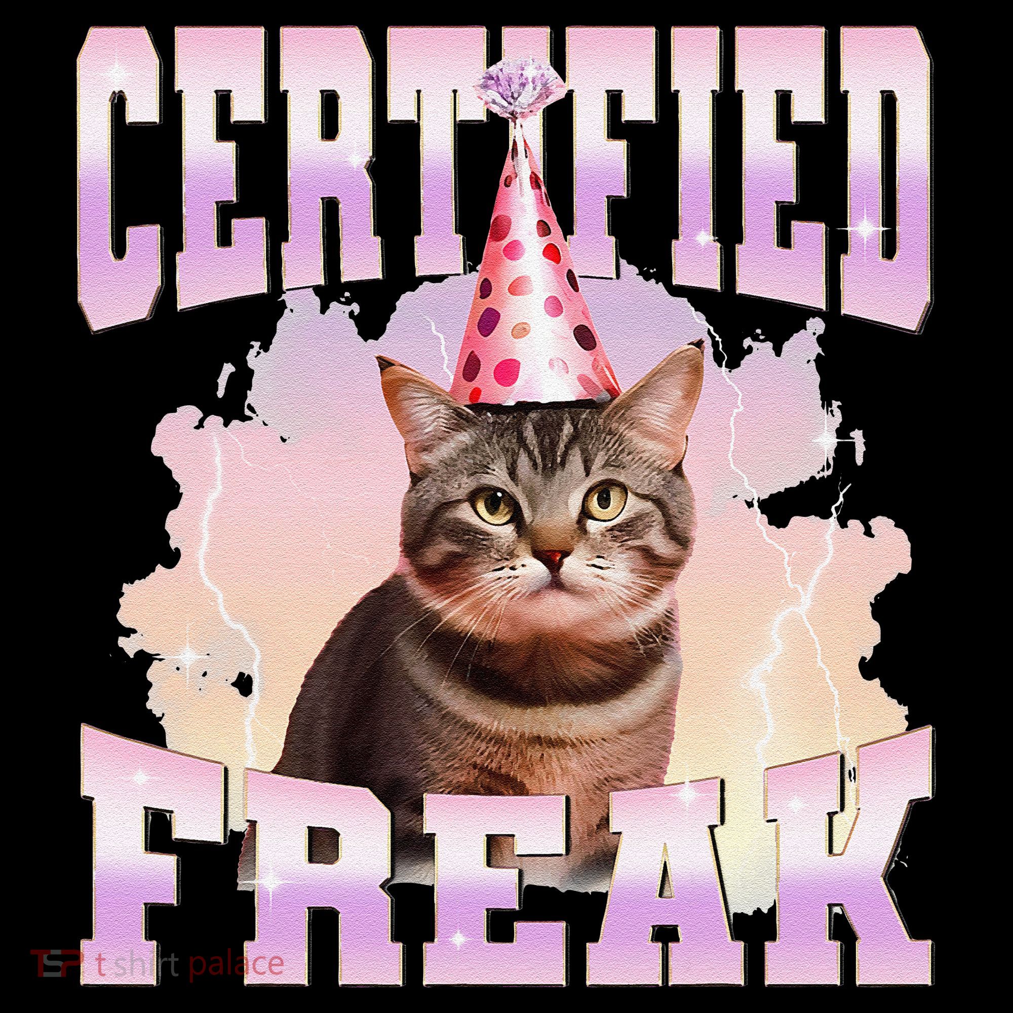 Certified Freak Funny Cat Joke Meme Cement Cursed Cat Women's Hoodie