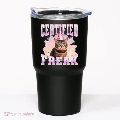 Certified Freak Funny Cat Joke Meme Cement Cursed Cat Tumbler
