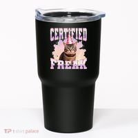 Certified Freak Funny Cat Joke Meme Cement Cursed Cat Tumbler thumb 0