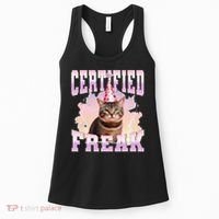 Certified Freak Funny Cat Joke Meme Cement Cursed Cat Women's Tank Top thumb 0
