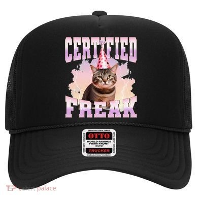 Certified Freak Funny Cat Joke Meme Cement Cursed Cat Hat