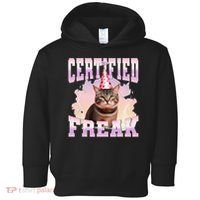 Certified Freak Funny Cat Joke Meme Cement Cursed Cat Toddler Hoodie thumb 0