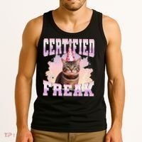 Certified Freak Funny Cat Joke Meme Cement Cursed Cat Tank Top thumb 3