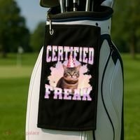 Certified Freak Funny Cat Joke Meme Cement Cursed Cat Golf Towel thumb 2