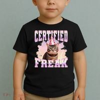 Certified Freak Funny Cat Joke Meme Cement Cursed Cat Toddler T-Shirt thumb 2
