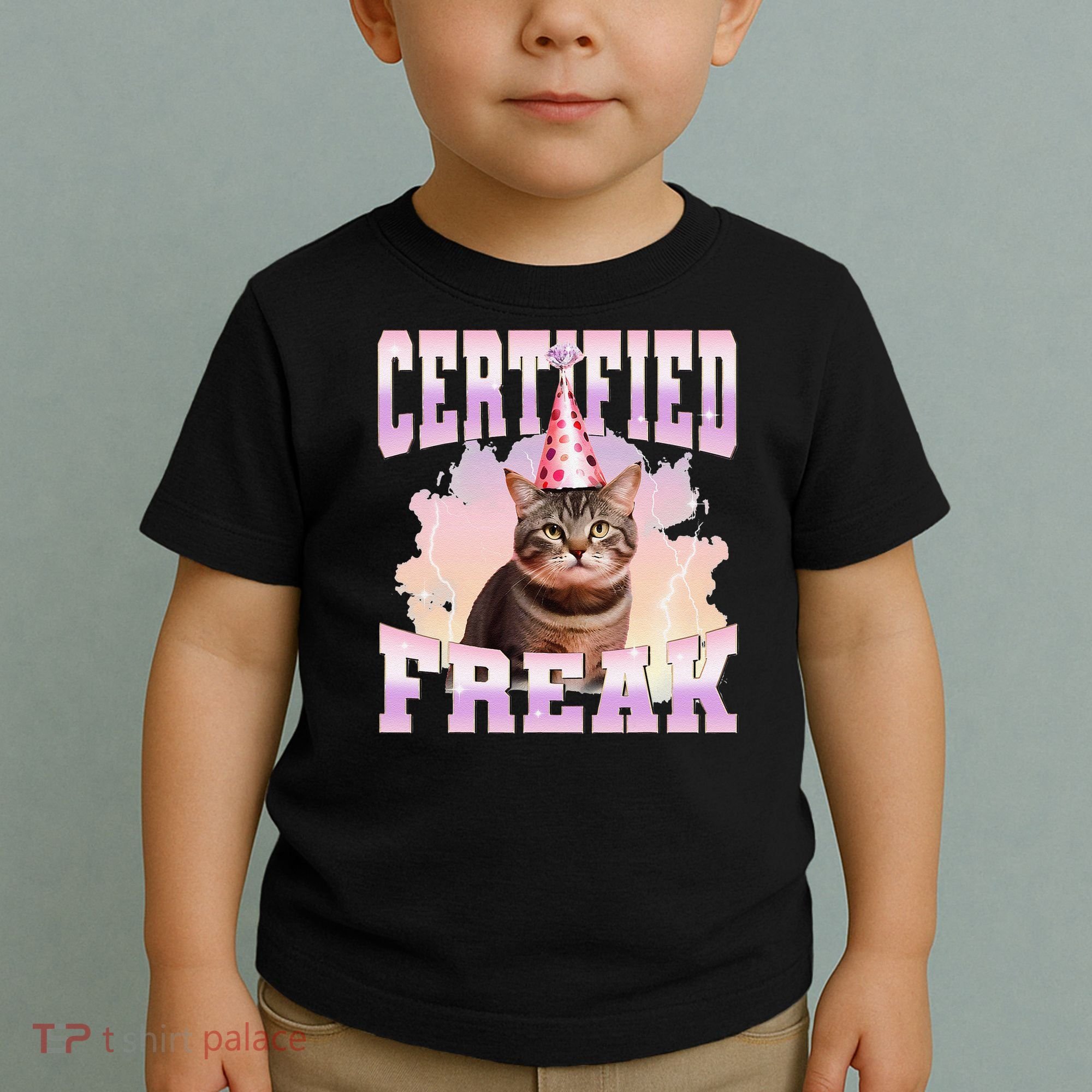 Certified Freak Funny Cat Joke Meme Cement Cursed Cat Toddler T-Shirt