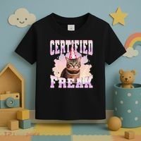 Certified Freak Funny Cat Joke Meme Cement Cursed Cat Toddler T-Shirt thumb 3