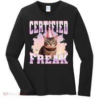 Certified Freak Funny Cat Joke Meme Cement Cursed Cat Women's Long Sleeve Shirt thumb 0