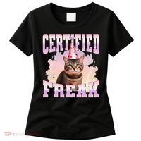 Certified Freak Funny Cat Joke Meme Cement Cursed Cat Women's T-Shirt thumb 0