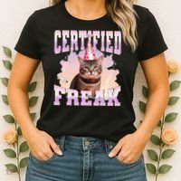 Certified Freak Funny Cat Joke Meme Cement Cursed Cat Women's T-Shirt thumb 2
