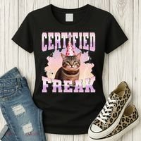 Certified Freak Funny Cat Joke Meme Cement Cursed Cat Women's T-Shirt thumb 3