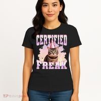 Certified Freak Funny Cat Joke Meme Cement Cursed Cat Women's T-Shirt thumb 4