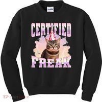Certified Freak Funny Cat Joke Meme Cement Cursed Cat Kids Sweatshirt thumb 0