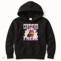 Certified Freak Funny Cat Joke Meme Cement Cursed Cat Kids Hoodie thumb 0