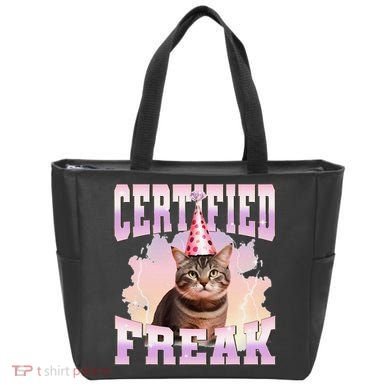 Certified Freak Funny Cat Joke Meme Cement Cursed Cat Tote Bag